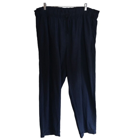 Dash Pants Women's Size XL Navy Blue Drawstring Linen Blend - Picture 1 of 6